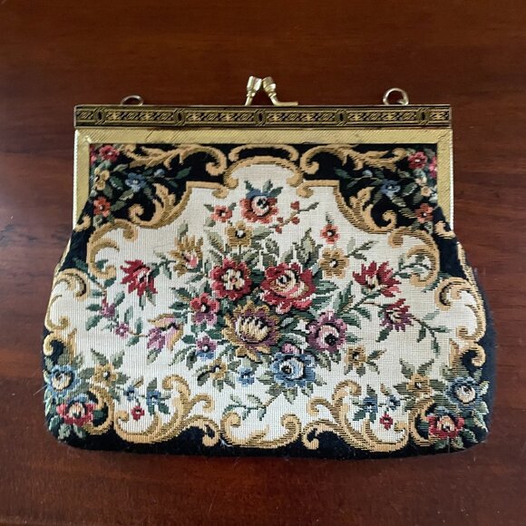 Vintage Floral 1950s Tapestry Purse No Chain - Picture 1 of 5